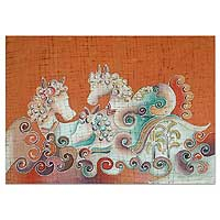 Cotton wall hanging, 'Joyous Animals' - Artisan Crafted Cotton Wall Hanging