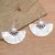 Cultured pearl dangle earrings, 'Celuk Fan' - Cultured White Pearl and Sterling Silver Earrings (image 2b) thumbail