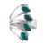 Chrysocolla multi-stone ring, 'Radiant Leaves' - Chrysocolla and 950 Silver Leaf Multi Stone Ring from Peru