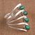 Chrysocolla multi-stone ring, 'Radiant Leaves' - Chrysocolla and 950 Silver Leaf Multi Stone Ring from Peru