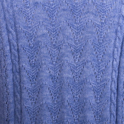 Pullover aus Baby-Alpaka-Mischung, „Distinction in Blue“ – Pullover aus Baby-Alpaka-Mischung in Heather Blue