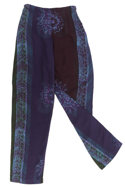 pantalones casuales de rayón batik - Pantalones florales de rayón batik hechos a mano de Bali