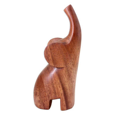 Wood sculpture, 'Essential Elephant' - Handmade Wood Sculpture