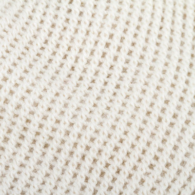 Gorro 100% alpaca, 'Ivory Honeycomb' - Gorro de lana de alpaca de moda en color blanco marfil tejido en Perú