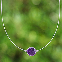 Amethyst pendant necklace, 'Rotations' - Amethyst Pendant Necklace