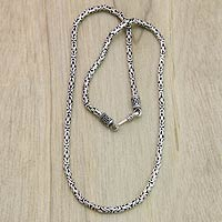 Sterling silver chain necklace, 'Borobudur Collection I' (18 inch)