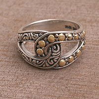Sterling silver and gold accent band ring, 'Forever Mine'