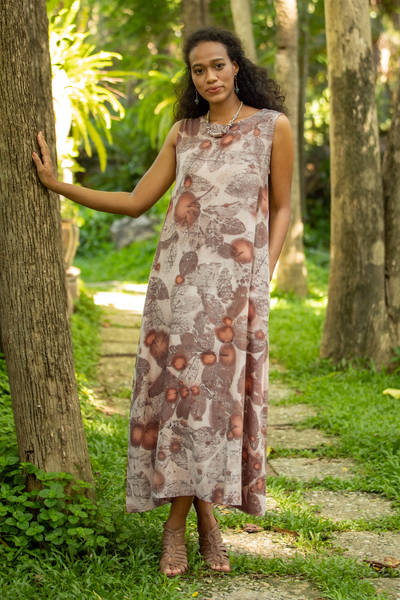 Handbedrucktes Sommerkleid aus Baumwolle - Hawaiis Maxikleid aus Baumwolle mit Blumenmotiv