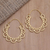Gold-plated hoop earrings, 'Golden Flowers' - Artisan Crafted Gold-Plated Brass Hoop Earrings from Bali