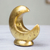 Ceramic incense holder, 'Golden Moonlight' - Antiqued Burnished Clay Gilded Incense Holder