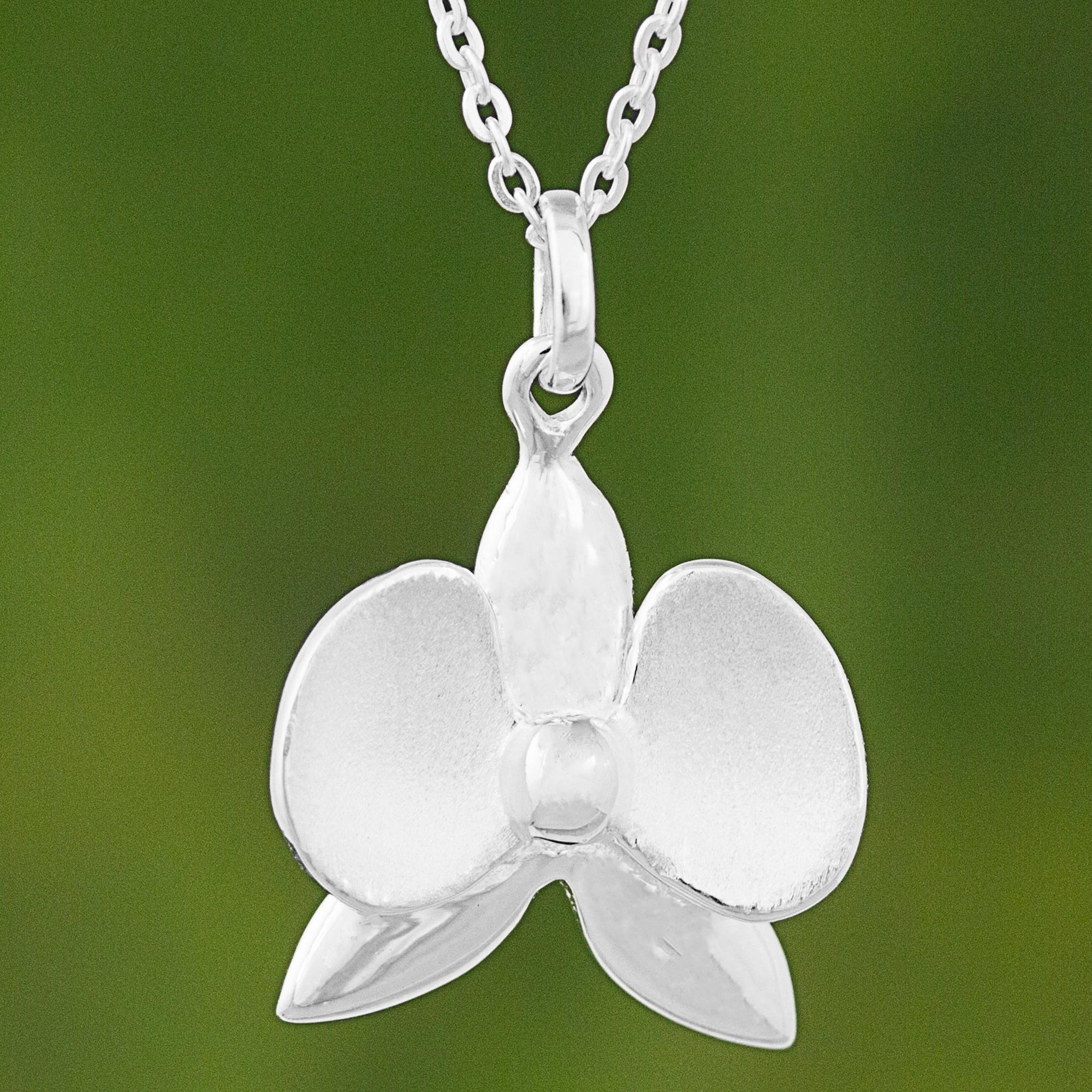 silver orchid pendant