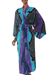 Women's batik robe, 'Seaside Blue' (long) - Women's Handcrafted Batik Robe thumbail