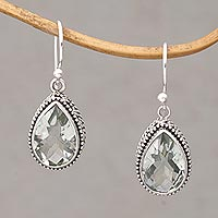 Prasiolite dangle earrings, Sparkling Spring