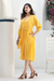 Cotton midi dress, 'Marigold Muse' - Yellow Cotton Empire Waist Midi Dress (image 2) thumbail