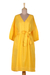 Cotton midi dress, 'Marigold Muse' - Yellow Cotton Empire Waist Midi Dress thumbail