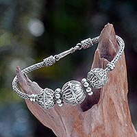 Sterling silver braided bracelet, Glamorous Bali