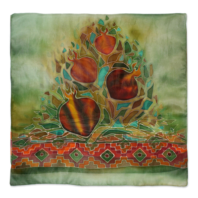 Bufanda batik de seda pintada a mano - Pañuelo armenio pintado a mano en 100% seda