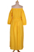 Vestido largo de algodón con hombros descubiertos - Vestido largo con hombros descubiertos amarillo caléndula