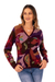 100% alpaca cardigan, 'Blooming Landscape' - 100% Alpaca Multi-Color Floral Motif Cardigan Sweater thumbail