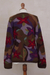 100% alpaca cardigan, 'Blooming Landscape' - 100% Alpaca Multi-Color Floral Motif Cardigan Sweater (image 2c) thumbail