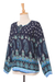 Rayon blouse, 'Tender Paisleys' - Indigo Paisley Motif Rayon Blouse Crafted in Thailand (image 2f) thumbail