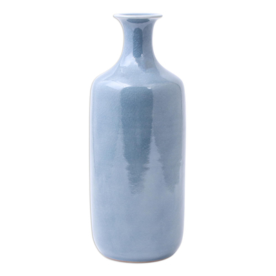Celadon ceramic vase, 'Truest Blue' - Handmade Celadon Ceramic Vase from Thailand
