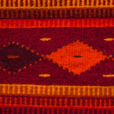 Zapotec wool rug, 'Embers of Fire' (6.5x10.5) - Red Handwoven Authentic Zapotec Rug from Mexico (6.5x10.5)