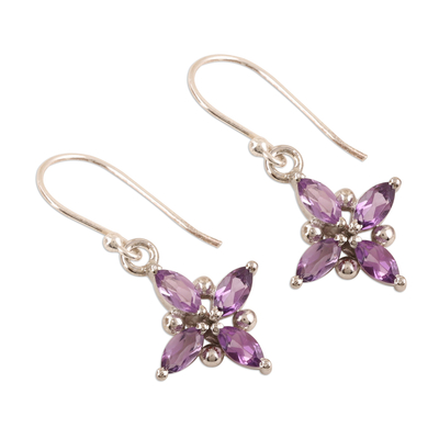 Amethyst dangle earrings, 'Twinkling Lilac' - Two Carat Amethyst and Sterling Silver Dangle Earrings