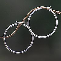 Sterling silver hoop earrings, 'Moonlit Goddess' (2 Inch) - Unique Sterling Silver Hoop Earrings (2 Inch)