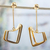Gold plated dangle earrings, 'Modern Geometry' - Gold Plated Contemporary Dangle Earrings thumbail