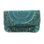 Beaded silk clutch, 'Turquoise Glamour' - Turquoise Beaded and Sequined Silk Evening Clutch from India