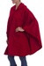 Alpaca blend cape, 'Vision in Red' - Woven Hooded Red Alpaca Blend Cape from Peru