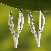 Sterling silver drop earrings, 'Brilliant Geometry' - Modern Geometric Sterling Silver Drop Earrings