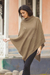 Knit poncho, 'Copper Reality Squared' - Brown Poncho with Turtleneck from Peru (image 2b) thumbail