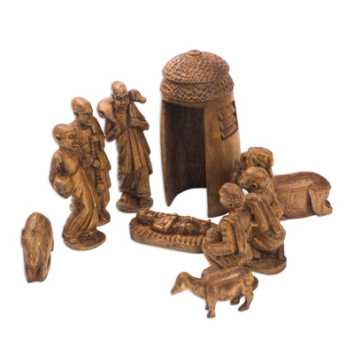 Belén de caoba, (juego de 11) - Belén de madera de caoba (juego de 11)