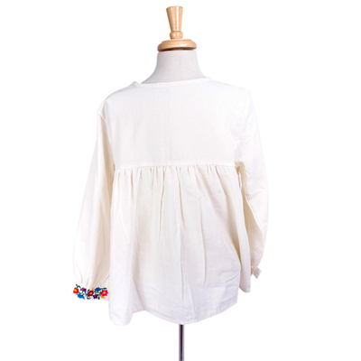 Blusa de algodón - Blusa estilo oaxaca de algodon blanca bordada a mano