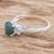 Jade cocktail ring, 'Sparkling Lagoon' - Green Jade and Sterling Silver with Leaf Motif Cocktail Ring