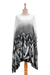 Cotton batik caftan, 'Raining Leaves' - Asymmetrical Batik Cotton Caftan Dress