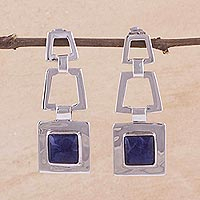 Sodalite dangle earrings, 'Sensation' - Sodalite dangle earrings