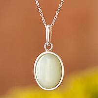Opal pendant necklace, 'Oval Artist' - Oval Opal Pendant Necklace Crafted in Peru