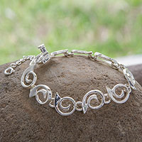 Sterling silver link bracelet, 'Soulful' - Sterling silver link bracelet