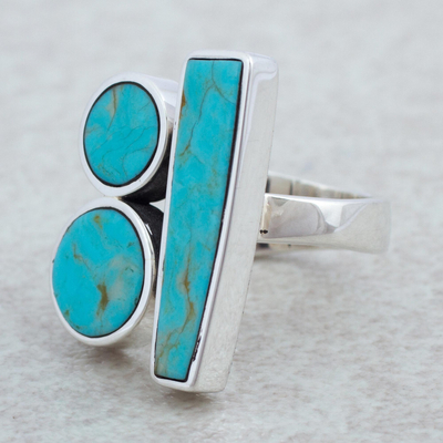 Sterling silver cocktail ring, 'Abstract Skies' - Sterling silver cocktail ring