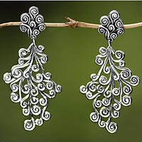 Sterling silver dangle earrings, 'Vineyard' - Sterling Silver Dangle Earrings