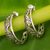 Sterling silver half hoop earrings, 'Moon in the Forest' - Handmade Sterling Silver Half Hoop Earrings (image 2) thumbail