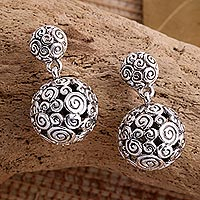 Sterling silver dangle earrings, 'Silver Twist' - Sterling Silver Dangle Earrings