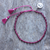 Garnet beaded macrame bracelet, 'Lovely Lotus' - Hand-knotted Garnet Beaded Bracelet with Silver charm thumbail