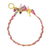 Gold plated multi-gemstone braided bracelet, 'Pink is for Unconditional Love' - Pearl Multi Gem Charms on Gold Plated Cotton Bracelet (image 2a) thumbail