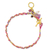 Gold plated multi-gemstone braided bracelet, 'Pink is for Unconditional Love' - Pearl Multi Gem Charms on Gold Plated Cotton Bracelet (image 2b) thumbail