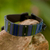 Men's leather and cotton wristband bracelet, 'Under the Mayan Sky' - Men's Leather Cotton Wristband Bracelet