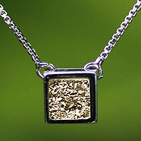 Brazilian drusy quartz pendant necklace, 'Discreet Joy' - Unique Brazilian Drusy Pendant Necklace